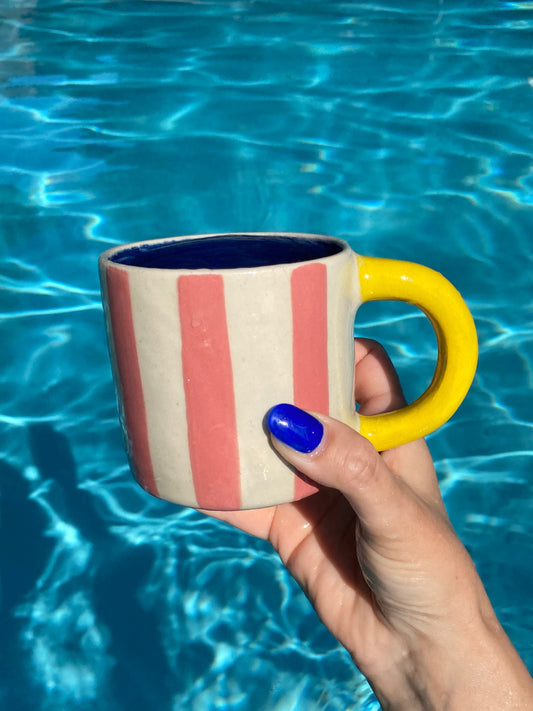Keramiktasse "Gutti" in rosa /gelb / blau